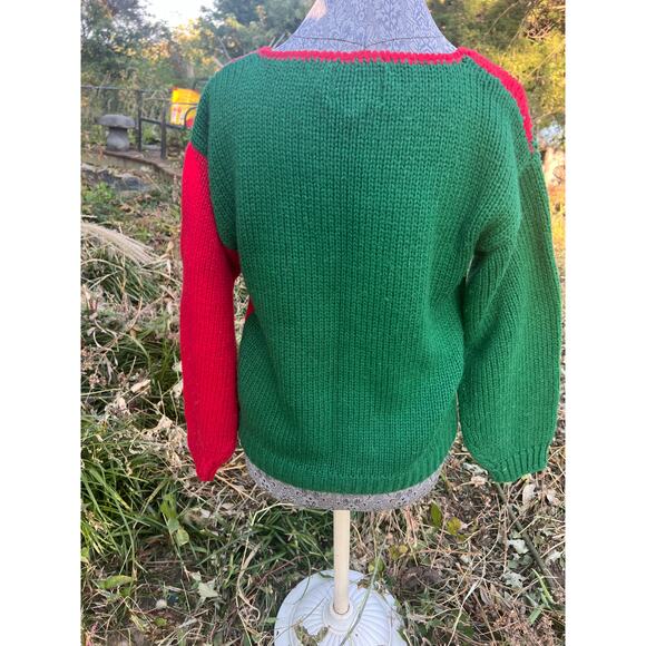 Vintage Karl and Taylor hand knit wool Christmas sweater with snowman size sm - Picture 5 of 6